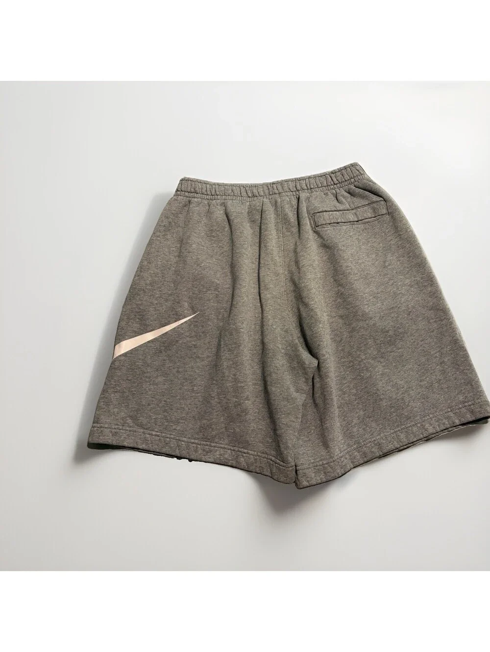 Nike Sweat Shorts Mens Large Gray/White Logo Pull On Drawstring Cotton Blend